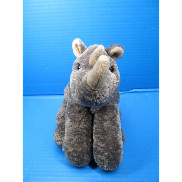 Aurora FLOPSIES Gray Rhino Bean Filled Stuffed Animal Plush Toy 10" - Picture 1 of 7